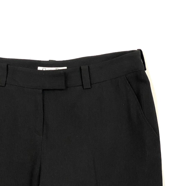 パンツ 90s Christian Dior dark navy wool slacks Christian Dior Pleated Straight Fit Pants Mens 38x32 Black