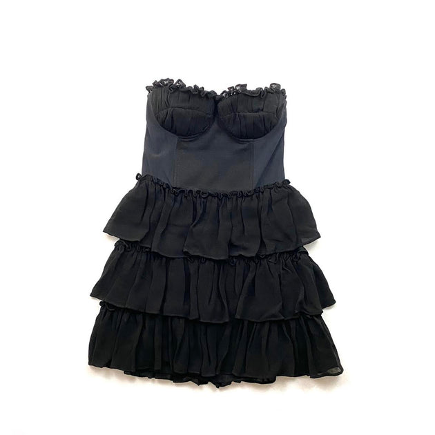 elizabeth and james black and white dress ELIZABETH & JAMES PEPLUM SHIRT DRESS main image 1