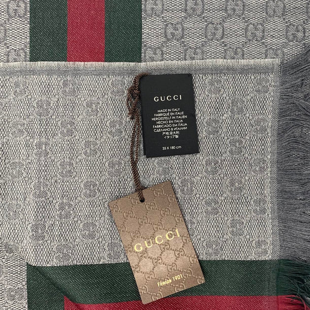 Gucci★素敵！Unisex Black/Red Wool Blend Scarf w/ GG Print GUCCI Logo-Jacquard Wool and Silk-Blend Scarf for Men | MR