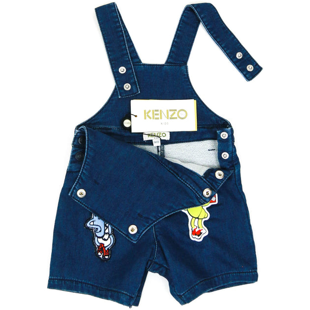 【送料&関税込】Kenzo Cotton Dungarees KENZO KIDS - Baby Boys Blue Cotton Frog Dungaree Set