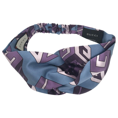 Gucci GG Wallpaper Silk Duchesse Headband in blue 