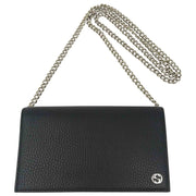 Gucci Beatty Leather Wallet on Chain black