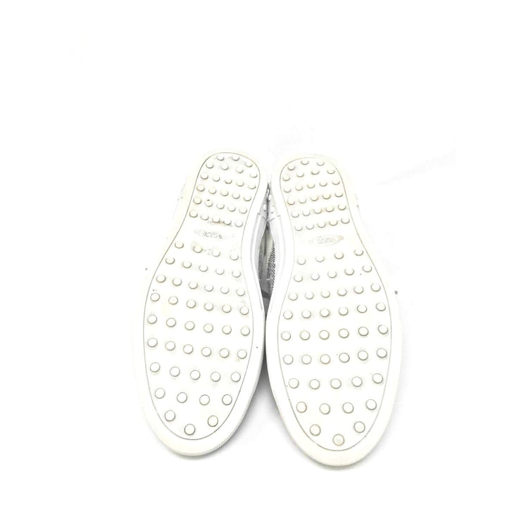 Tods sneakers off white black gray tweed suede
