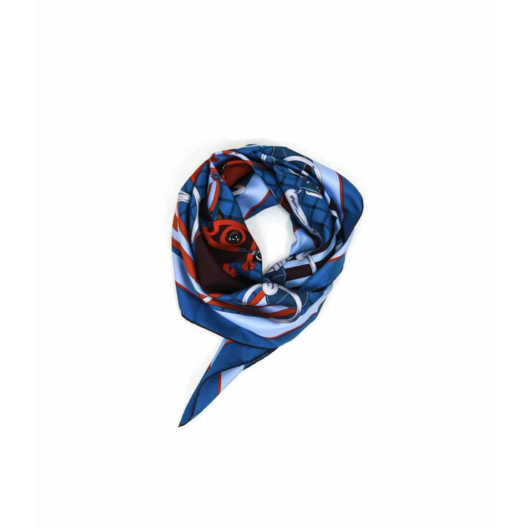 Hermès 90cm silk scarf cobalt blue sky blue bordeaux horse motif designer consignment  