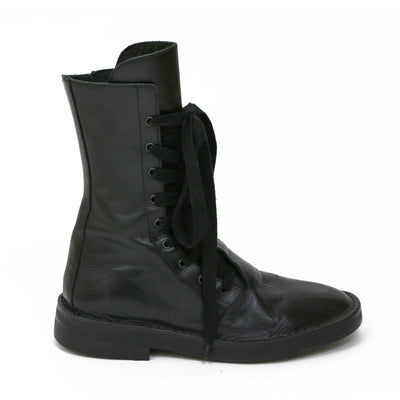 Ann Demeulemeester Leather Combat Boots black
