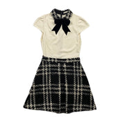 Alice + Olivia Short Sleeve Mini Dress bow tweed velvet consignment shop from runway with love