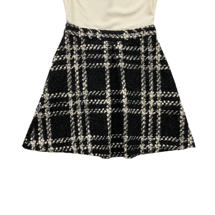 Alice + Olivia Short Sleeve Mini Dress bow tweed velvet consignment shop from runway with love