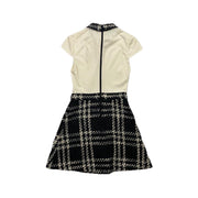 Alice + Olivia Short Sleeve Mini Dress bow tweed velvet consignment shop from runway with love