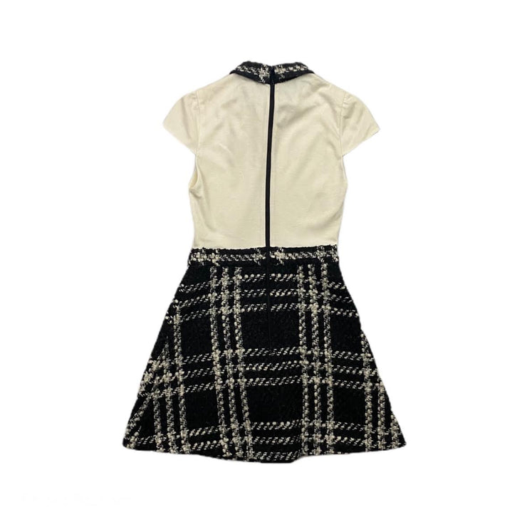 Alice + Olivia Short Sleeve Mini Dress bow tweed velvet consignment shop from runway with love