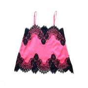 Alice + Olivia Silk Lace Top camisole pink black from runway with love consignment shop 