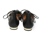 Aquazzura Christy Black Leather Flats - Size 40