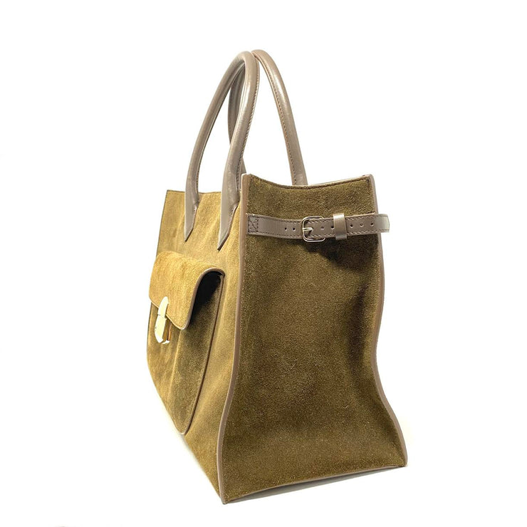 Balenciaga Suede Padlock Work Satchel Brown Gold Handbag Consignment Shop From Runway With Love