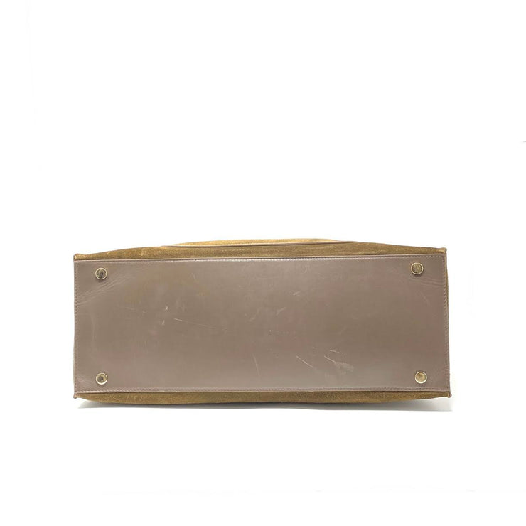 Balenciaga Suede Padlock Work Satchel Brown Gold Handbag Consignment Shop From Runway With Love