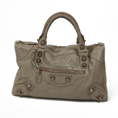 Balenciaga Giant 21 Work Bag in Beige Rose Gold Designer consignment From Runway With Love