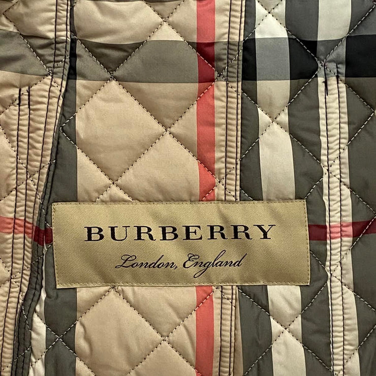 Burberry Quilted Collared Jacket nova check black beige consignment shop From Runway With Love