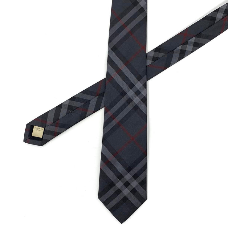 Burberry Silk Check Print Tie Dark Charcoal Gray Consignment Shop From Runway With Love