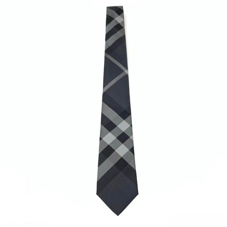 Burberry Silk Nova-Check Print Mens Tie Gray Consignment Shop From Runway With Love