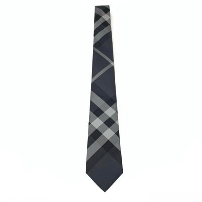Burberry Silk Nova-Check Print Mens Tie Gray Consignment Shop From Runway With Love