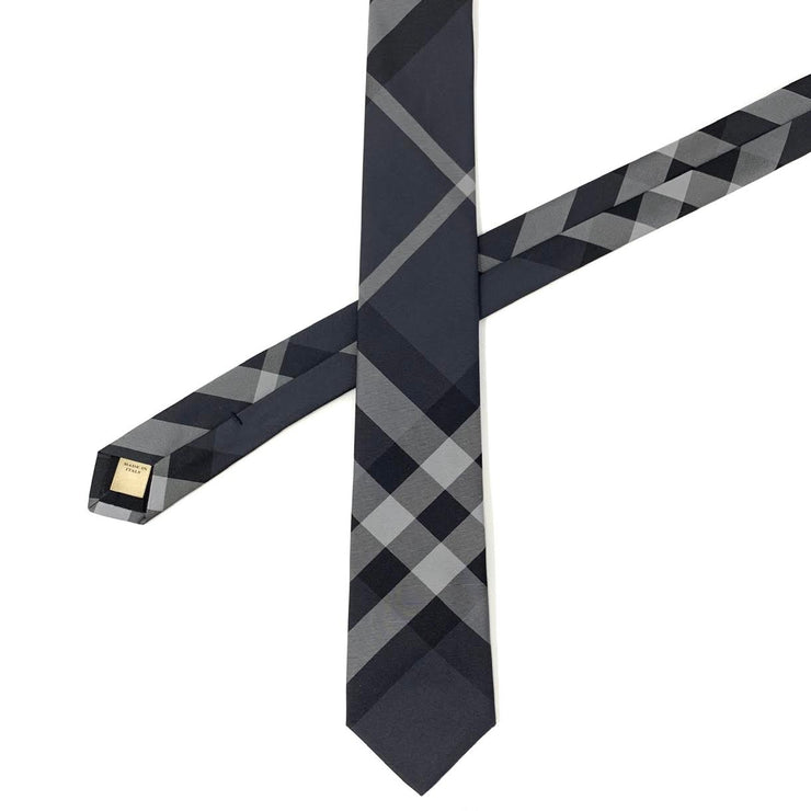 Burberry Silk Nova-Check Print Mens Tie Gray Consignment Shop From Runway With Love