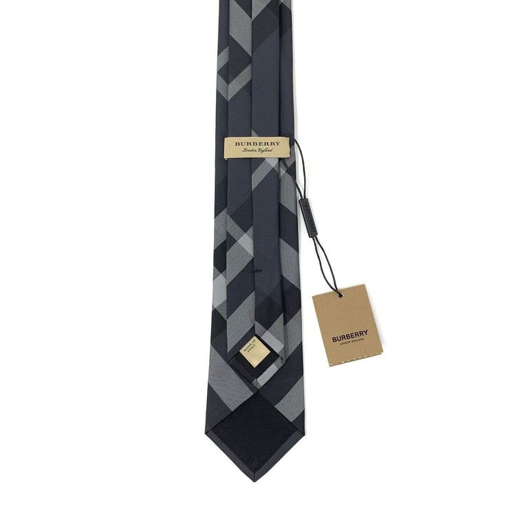 Burberry Silk Nova-Check Print Mens Tie Gray Consignment Shop From Runway With Love