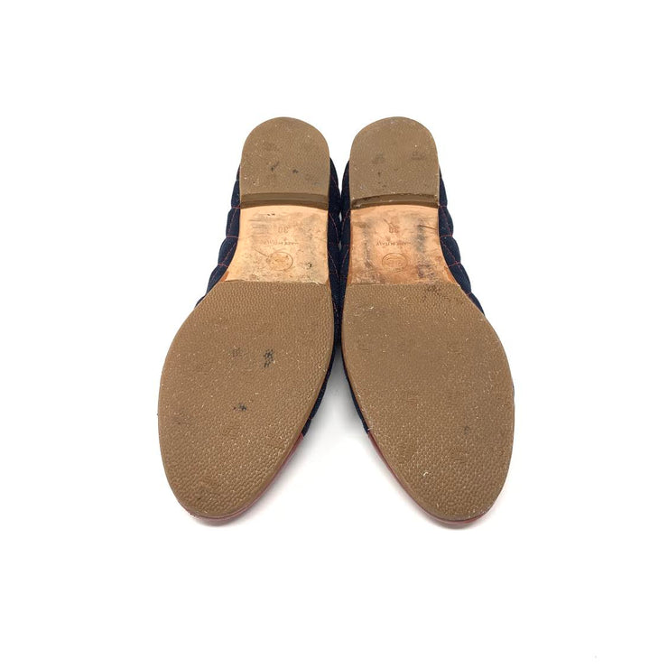Chanel Cap-Toe Ballet Flats Blue Red Leather Denim Consignment Shop From Runway With Love