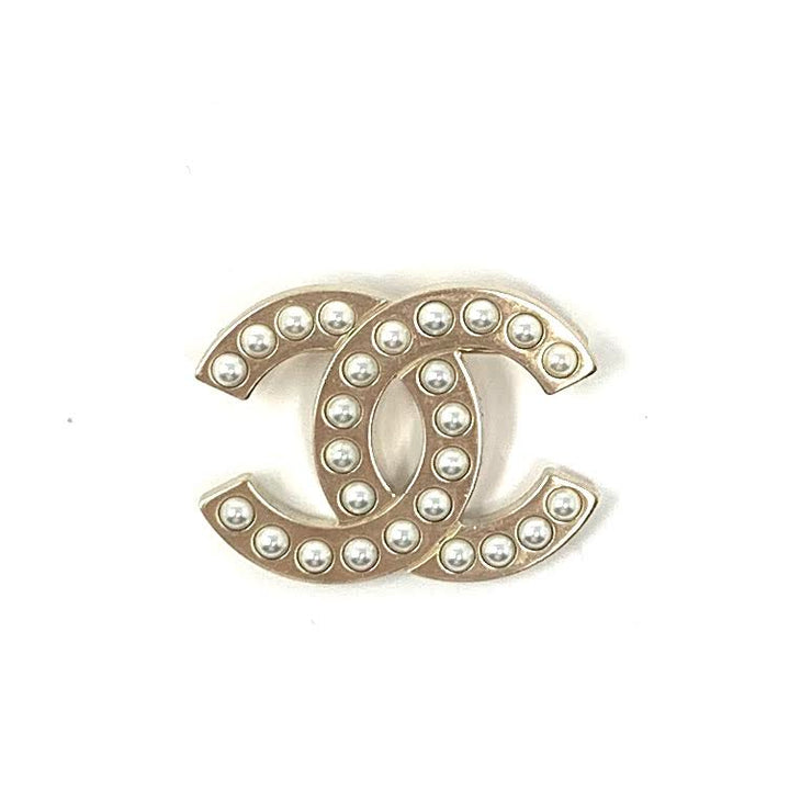 Chanel Faux Pearl CC Brooch Gold Consignment Shop From Runway With Love