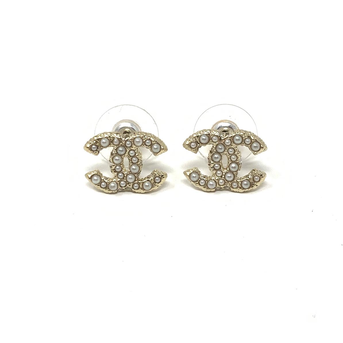 Chanel CC Rhinestone and Pearl Earrings