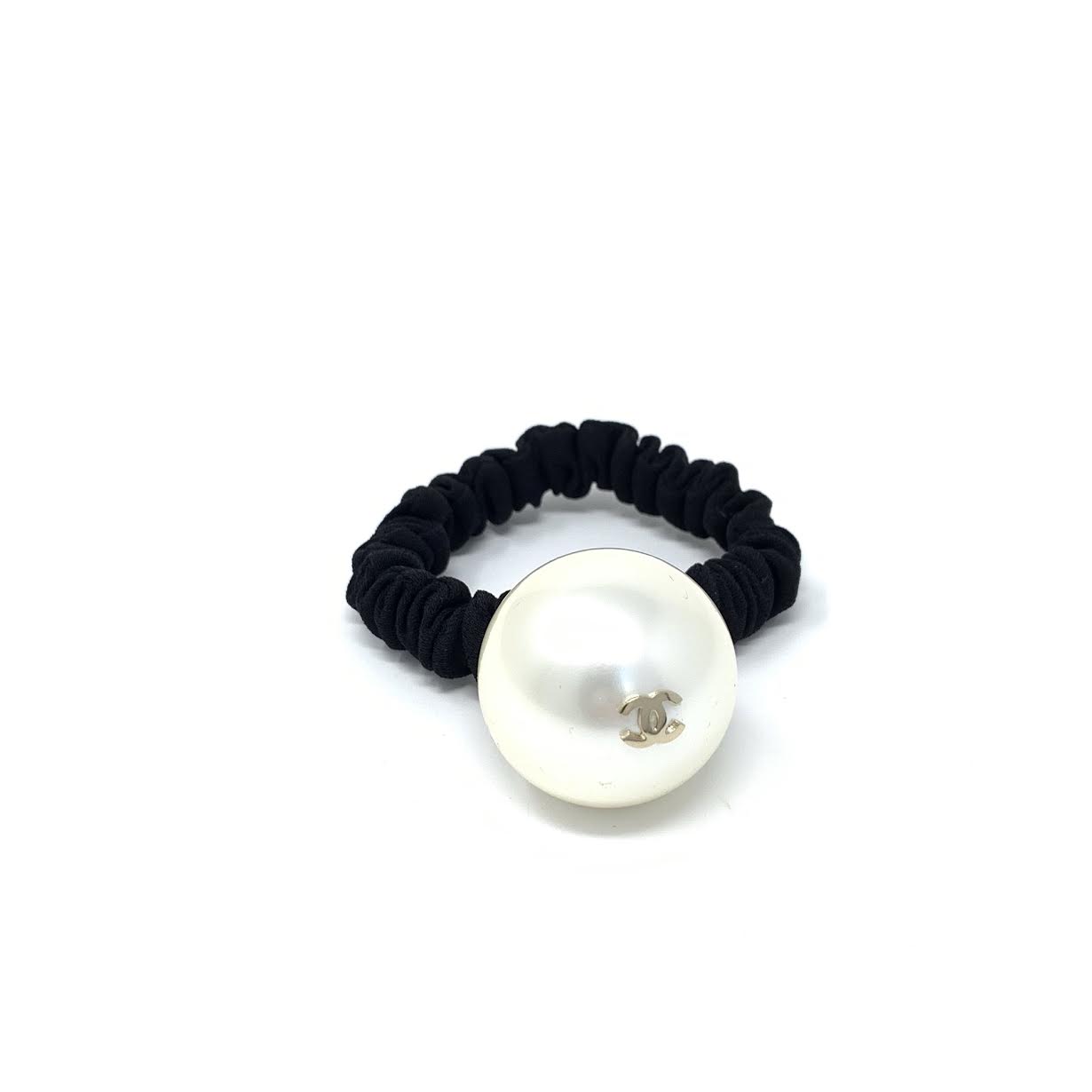 NEW 100%AUTH Chanel 21S White/Black 100% Silk Scrunchie with Slim Scarf