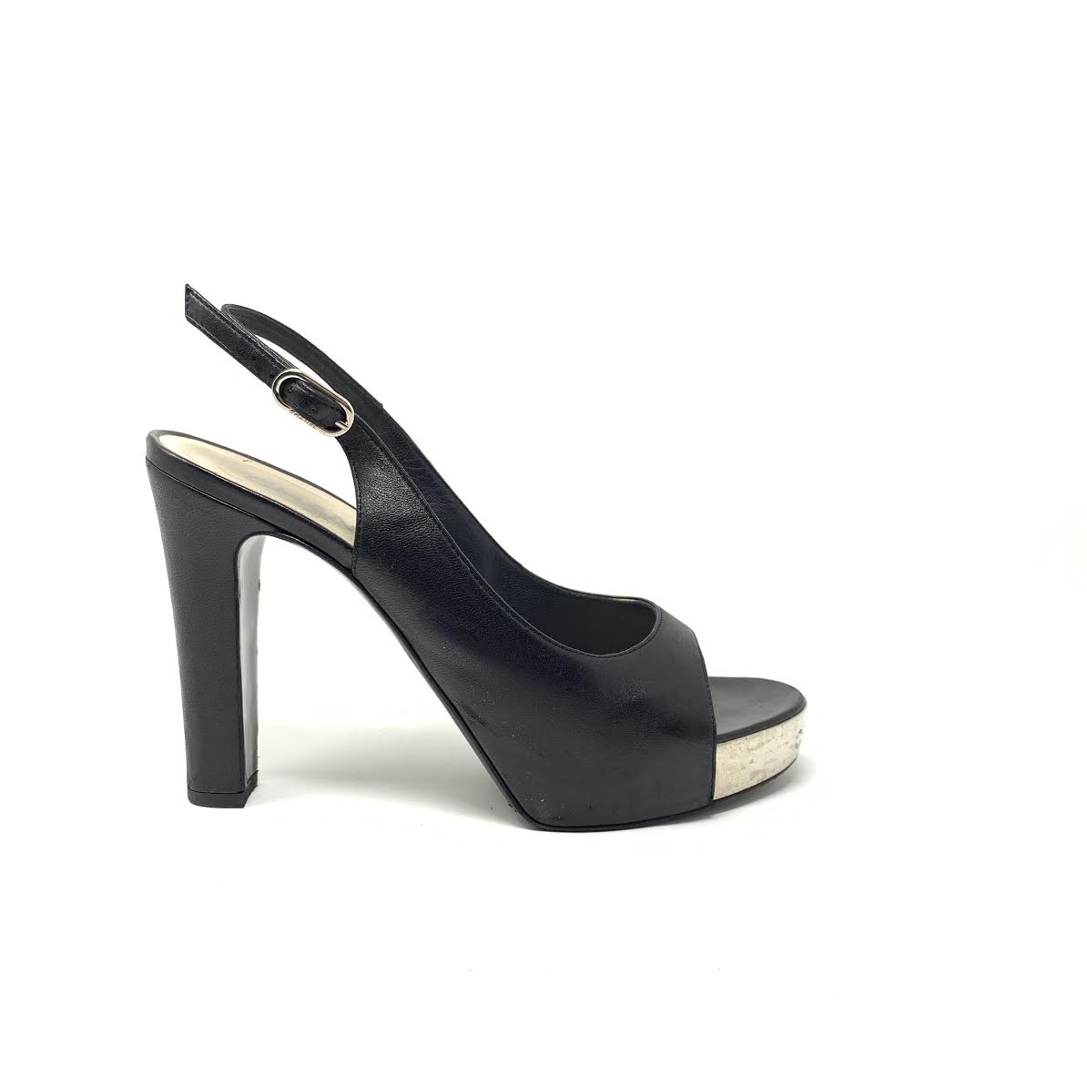 CHANEL Black Slingback Pumps Heels CC Toe G27377 Size 42 – Jewelsunderthesea