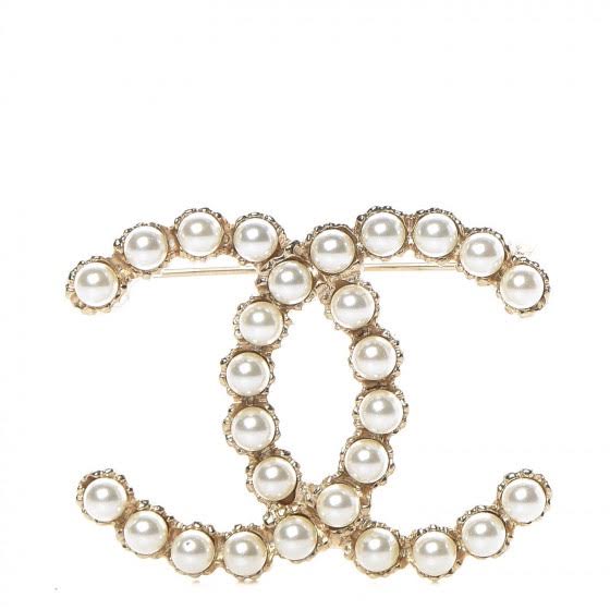 Chanel brooch pin faux pearl and crystal handmade Diagra art 200230