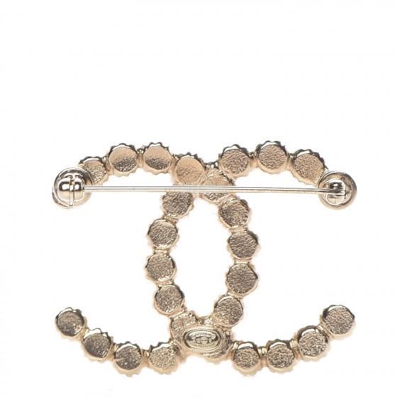 CHANEL Pearl CC Brooch Pin Gold 1275832