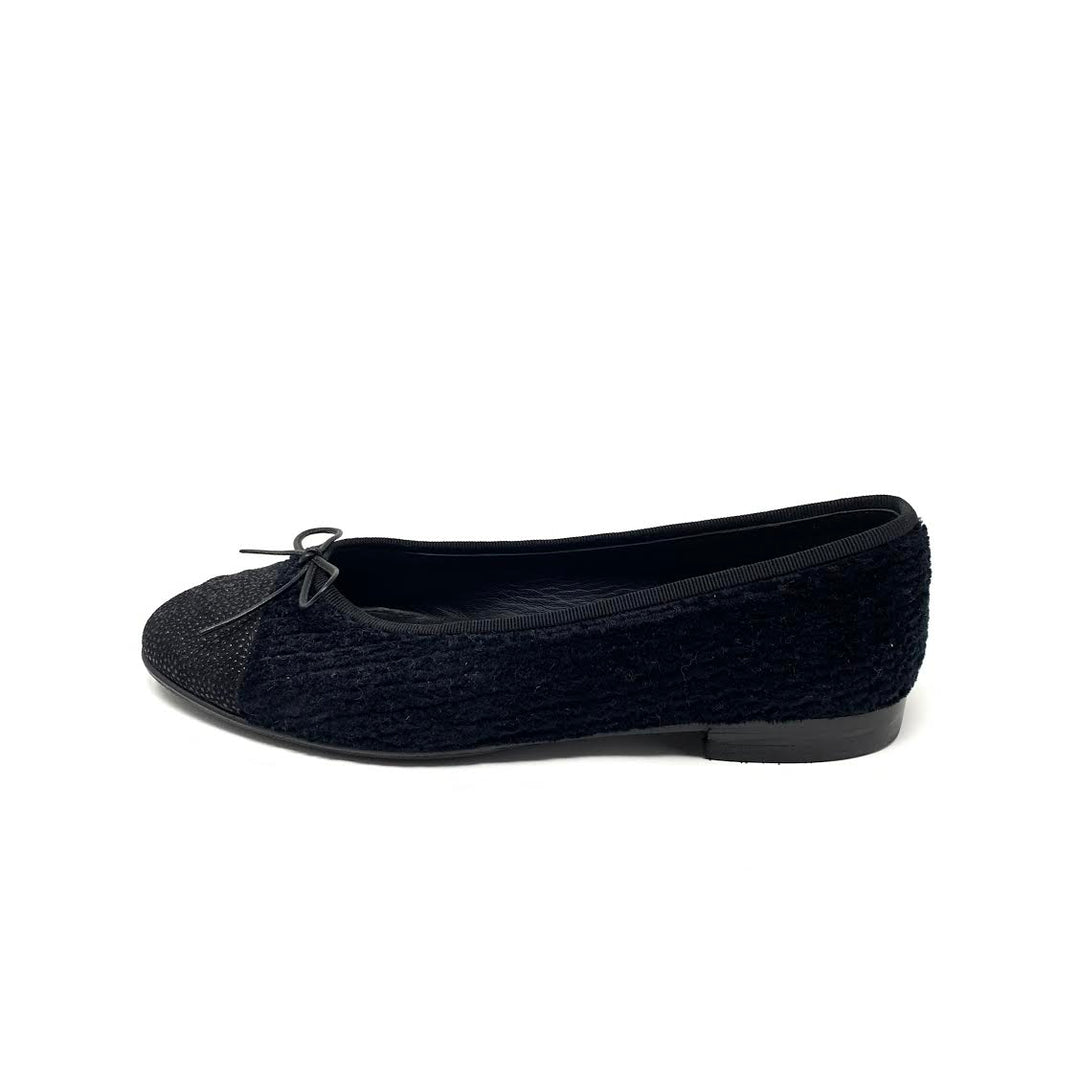 Chanel Velour Cap-Toe Flats - Size 38
