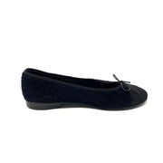 Chanel Velour Cap-Toe Ballet Flats Black consignment shop From Runway With Love