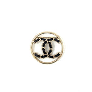 Chanel Woven Leather CC Brooch Silver Circle Consignment shop From Runway With love