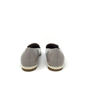 Gray Chanel patent leather loafers with pearl 