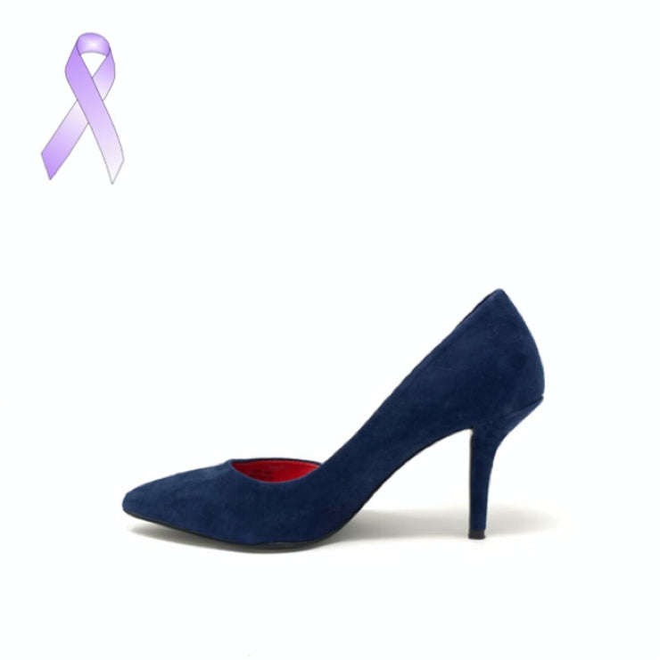 Charles Jourdan Blue Suede Heels designer consignment From Runway With Love Cancer research Charity donation