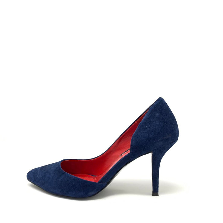 Charles Jourdan Blue Suede Heels designer consignment From Runway With Love Cancer research Charity donation