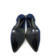 Charles Jourdan Blue Suede Heels designer consignment From Runway With Love Cancer research Charity donation