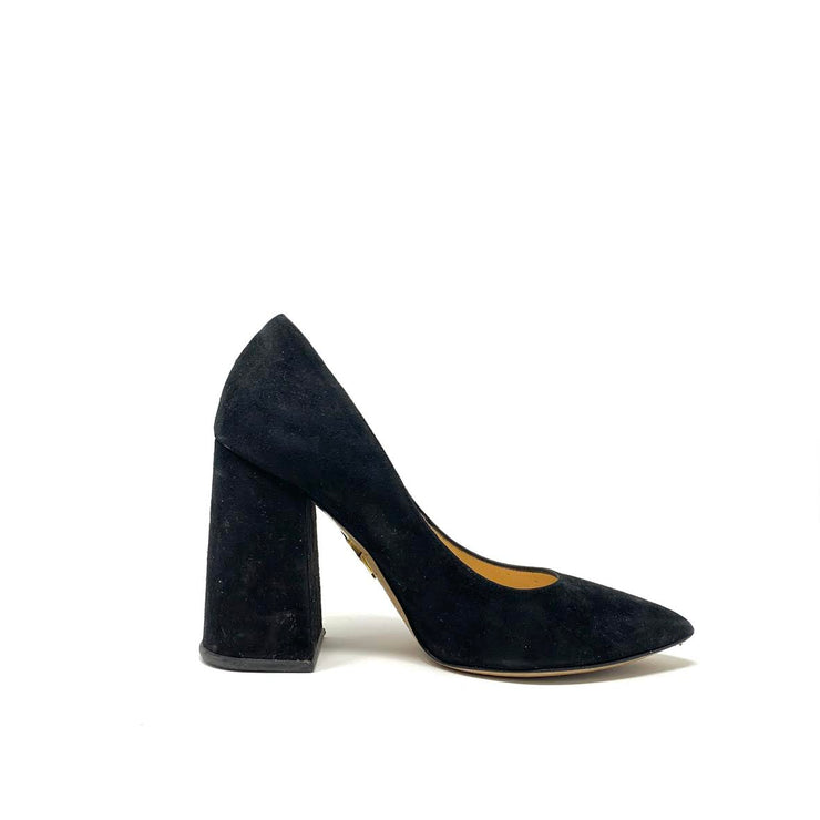 Charlotte Olympia Suede Pointed-Toe Pumps Black Beaded Spider Consignment Shop From Runway With Love