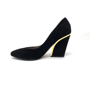 Chloe Black Suede Wedges with Gold Trim Designer Consignment From Runway With Love