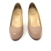 Beige leather Christian Louboutin platform pumps with round toe