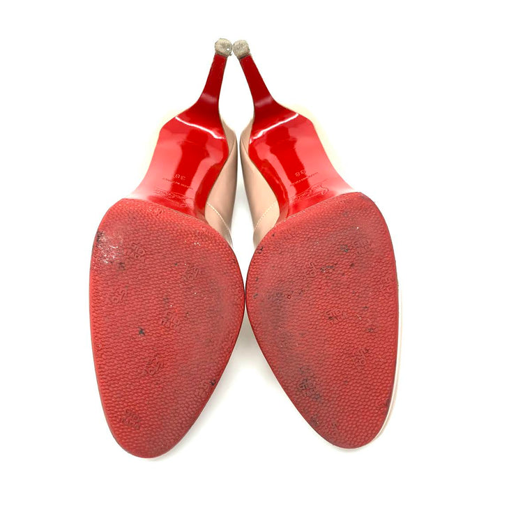Beige leather Christian Louboutin platform pumps with round toe