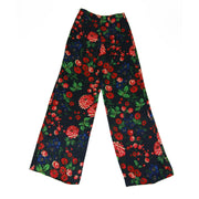 Club Monaco Ahnn high waisted pants in black with multi colored floral print. 
