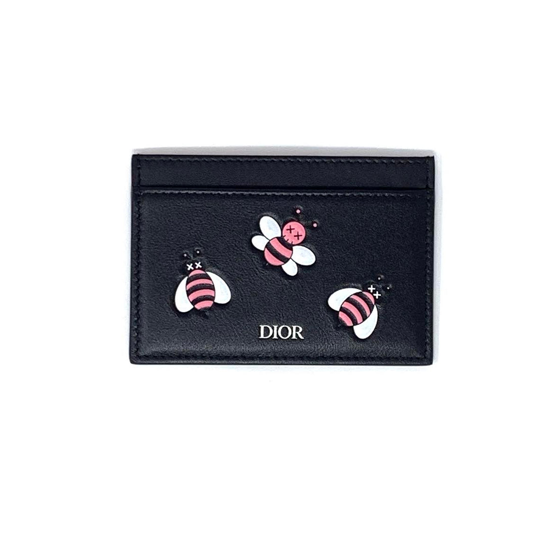 Dior card holder bee hot sale