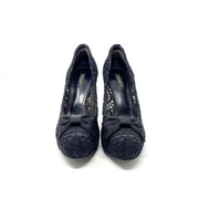 Dolce & Gabbana Lace Platform Pumps Bow grosgrain Black Designer Consignment Shop From Runway With Love 