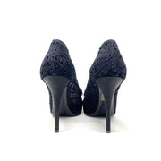 Dolce & Gabbana Lace Platform Pumps Bow grosgrain Black Designer Consignment Shop From Runway With Love 