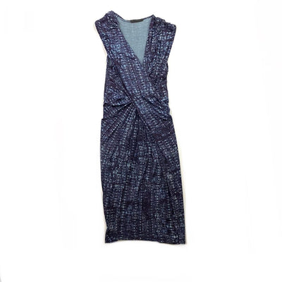 Donna Karan Dress Rouching Purple Blue Consignment Shop From Runway With Love