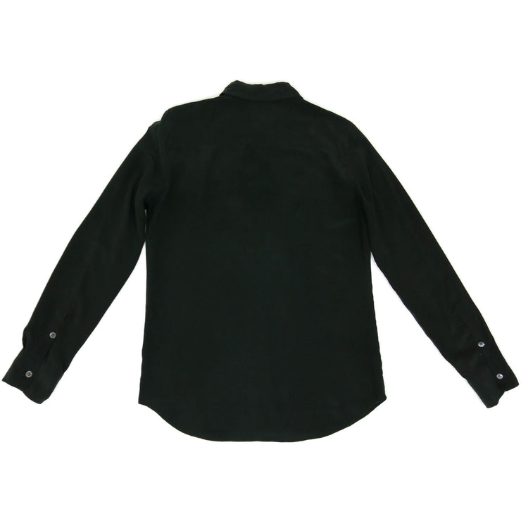 Equipment silk button down blouse with embroidered snake and floral detail 