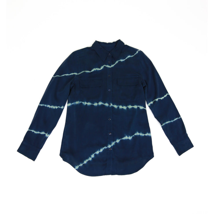 Equipment silk button down blouse with tie-dye 