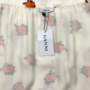 Ganni Ruffled Floral Print Mini Skirt White Orange Consignment Shop From Runway With Love
